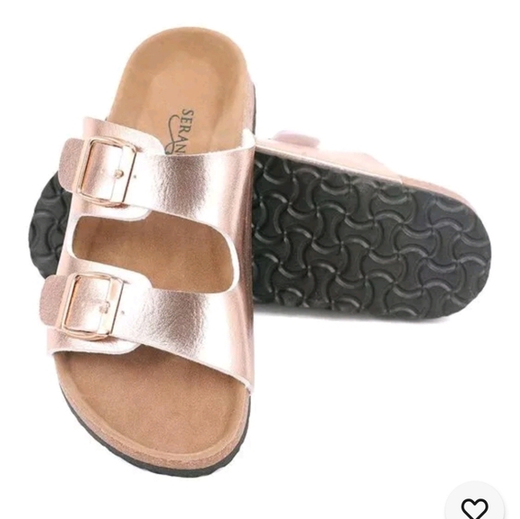 New! Seranoma slide sandals with cork bed. Perfect for beach home travel pool - Picture 1 of 5